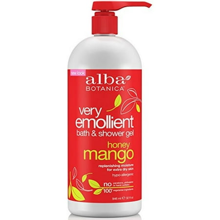 Emollient Shower - 2 Pack - Alba Botanica Very Emollient Bath & Shower Gel, Honey Mango 32 oz