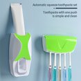thumbnail image 4 of Justharion Automatic Toothpaste Dispenser Washable Self-adhesive Solid Color Bathroom Toilet Toothbrush Holder Accessories Green 1Set, 4 of 6