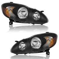 WEELMOTO for 2003-2008 Toyota Corolla Headlights Assembly, Headlamp Replacement Headlight Assemblies Black Housing Amber Reflector Left Right Pair Set