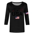 thumbnail image 4 of Conairie 4th of July Shirt Women USA Letter Print Long Sleeve Crew Neck Patriotic T Shirts Loose Work Tee Pullover Outfits Black L, 4 of 4