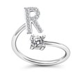 thumbnail image 2 of HEVIRGO Réglable A à Z Alphabet Anneau Ouvert Couple Mariage Bande Bijoux Accessoire Cadeau, R, 2 of 10