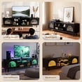 thumbnail image 5 of Ktaxon Modern LED TV Stand with 2 Fluted Arched Doors, 63" Entertainment Center Media Gaming Console for 55/60/65" TVs with RGB Lighting, Black, 5 of 12