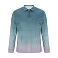 thumbnail image 5 of ZCFZJW Mens Polo Shirts Casual Tie Dye Gradient Print Fall Long Sleeve Lapel Collar V Neck Graphic Pullover Sweatshirts Lightweight Comfy Gym Golf Shirt Navy XXXXXL, 5 of 5