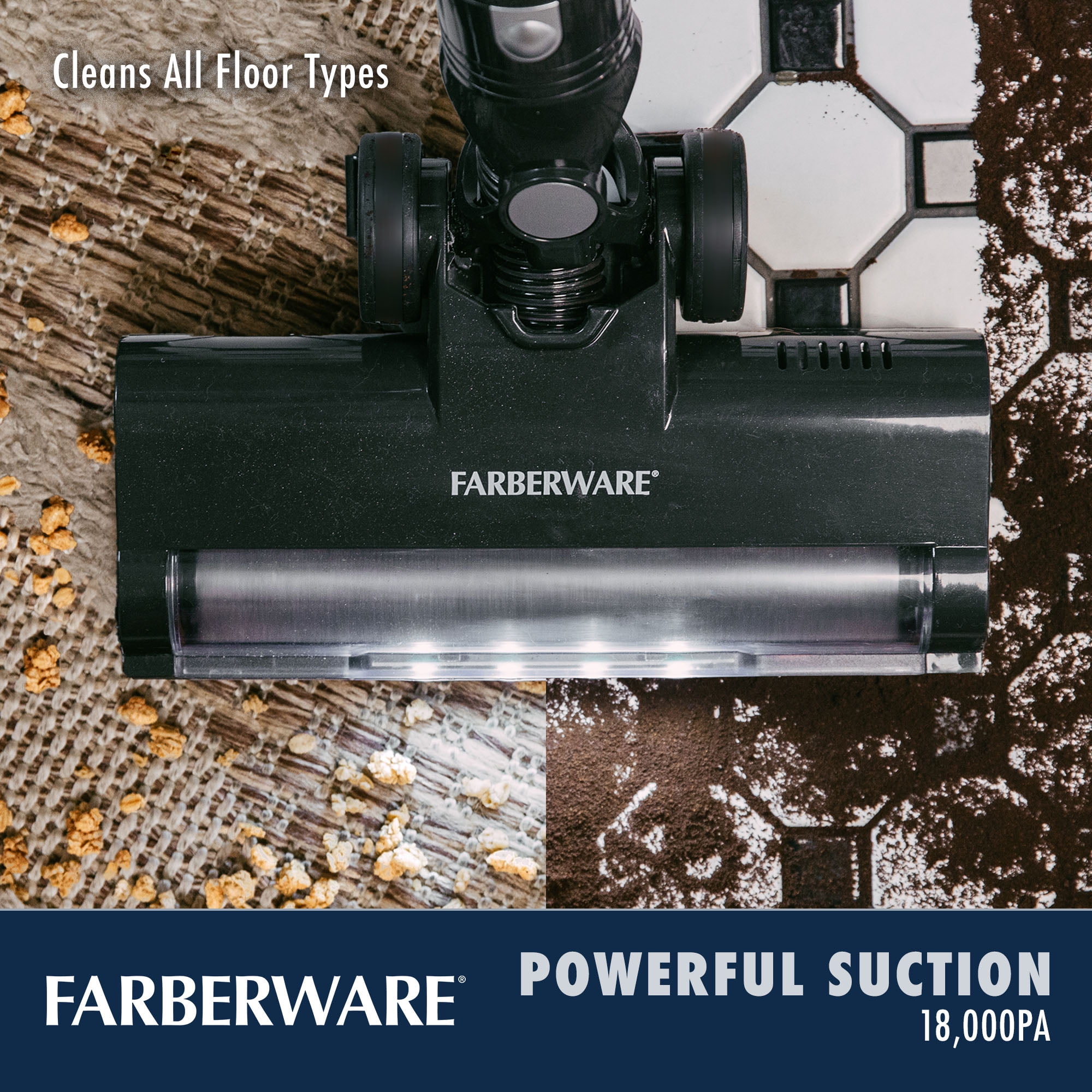 Farberware Classic Stick Vacuum Cleaner, Powerful Suction and Lighted Motor Brush for Carpet and Hard Floors