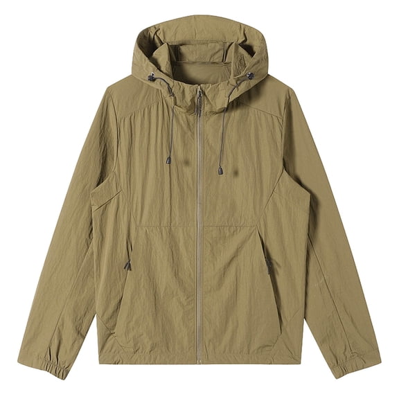 GUZOM Mens Lightweight Quick Dry Sun Protection Jacket UPF 50 SPF Hoodie Breathable Outdoor Fishing Hiking Golf Hooded Coat with Zipper Pockets Yellow S-4XL,Size XL