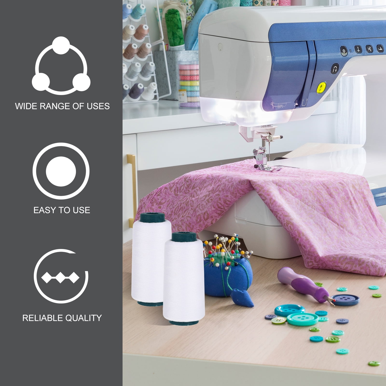 Buy Bleached 3000 Yards Polyester Sewing Thread for Sewing Machine ...