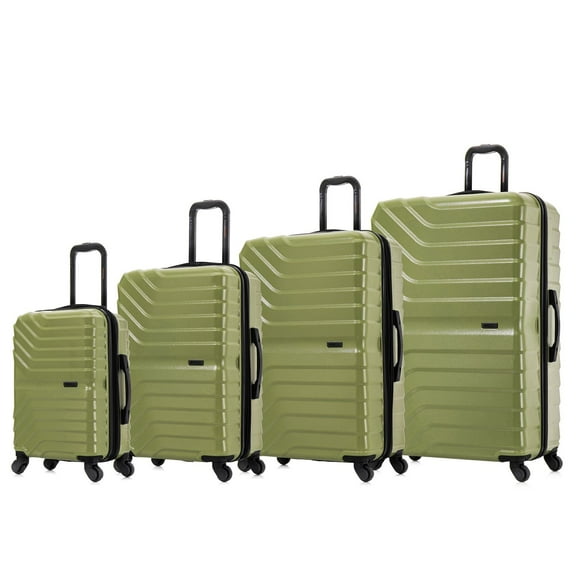 InUSA AURUM 4-Piece Hardside Luggage Sets with Spinner Wheels, Handle and Trolley, (20"/24"/28"/32"), Green
