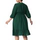 thumbnail image 4 of Vestidos de talgrande pamujer Vestido midi de gacon cuello cuadrado bohemio de lunares suizos Verde oscuro 3X, 4 of 6