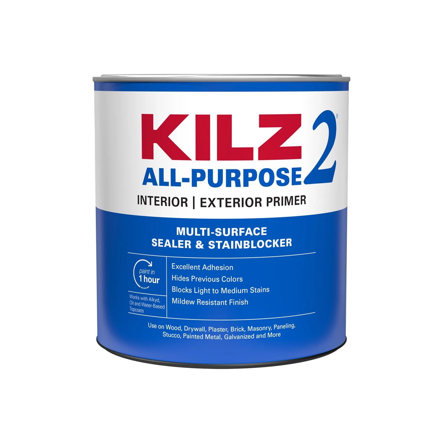 KILZ 2 All-Purpose Latex Primer, Interior/Exterior, 1 Quart