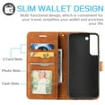 thumbnail image 2 of Allytech Slim Wallet Case for Samsung Galaxy S24 Plus, [3 Card Slots] [Cash Pocket] Premium PU Leather Kickstand Magnetic Clasp Shockproof Full Body Protective RFID Blocking Flip Case - Brown, 2 of 13