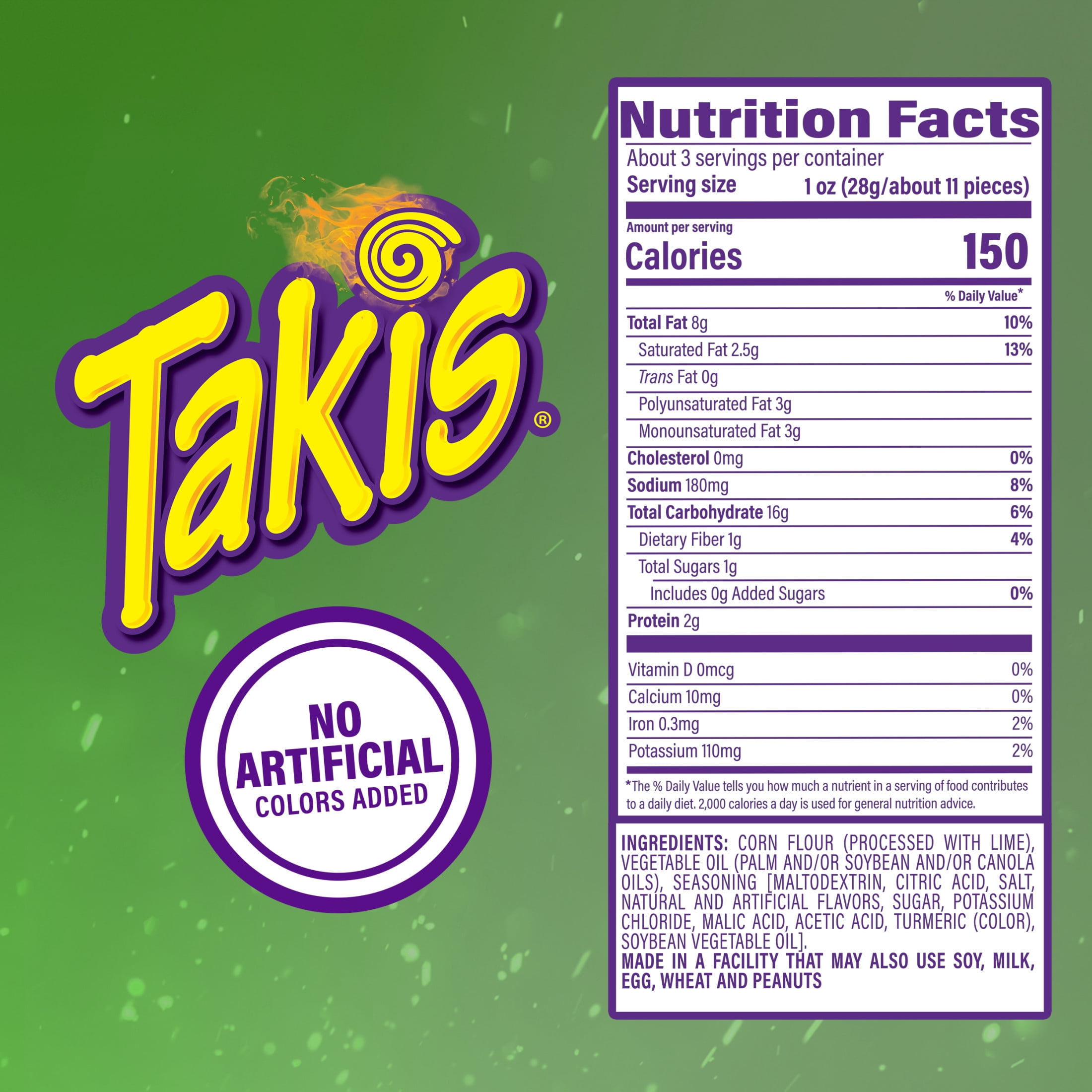 Takis Xtreme Lime 3.25 oz Snack Size Bag, Lime Rolled Tortilla Chips