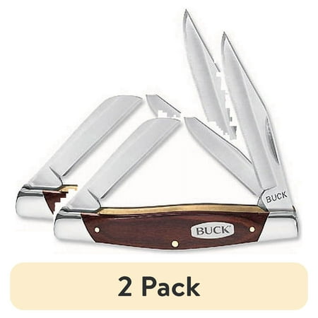 (2 pack) Buck Knives 373 Trio 3-Blade Folding Pocket Knife with Wood Handle