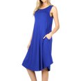 thumbnail image 3 of Women & Plus Sleeveless Round Neck Knee Length Tunic Swing Dress (ROYAL, 1XL), 3 of 3