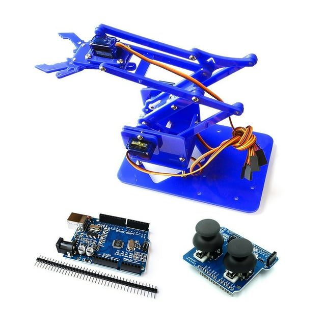 Speravity 4 DOF Robot manipulador Kit brazo aprendizaje DIY acrílico mecánico autoensamblaje controlador accesorio reemplazo para Herramientas y ferretería Azul