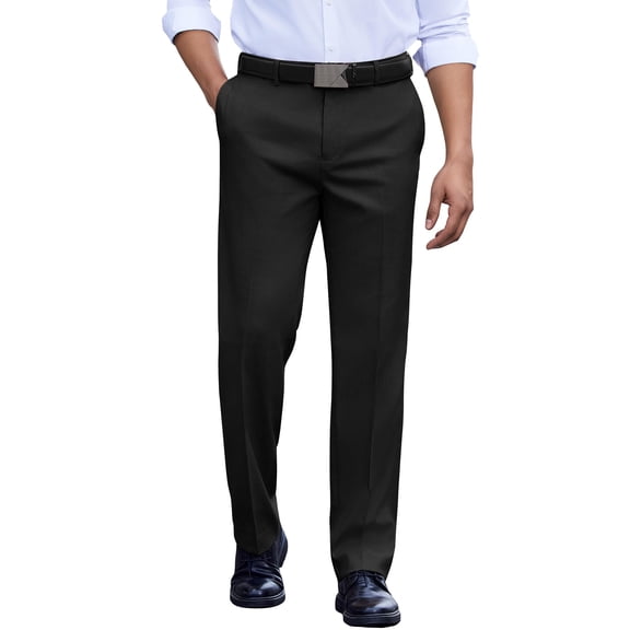 COOFANDY Men's Classic Fit Dress Pants Flat Front Straight Stylish Wrinkle Free Expandable Waist Suit Pants