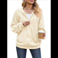 thumbnail image 3 of Sudadera con Capucha y Cremallera para Mujer, de Larga, Informal, de Gran Tamaño, con Bolsillos. Albaricoque XXL, 3 of 10