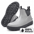 thumbnail image 3 of YUCHANG Men's Rain Boots,Deck Boots for Men,Outdoor Rubber Fishing Garden Waterproof Ankle Rain Boots with High Traction(Grey,10.5), 3 of 8