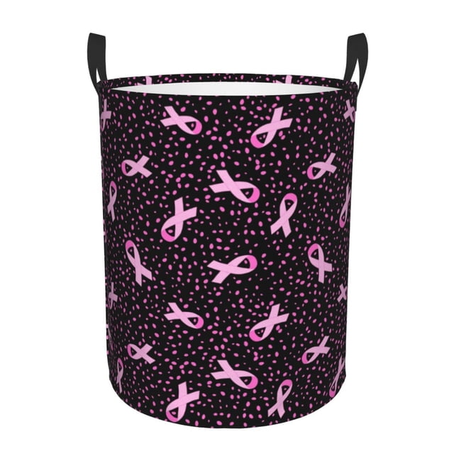 Balery Breast Cancer Awareness3 Cesta de ropa redonda con asas, impermeable, independiente, para ropa, juguetes, dormitorio y familia-Medium
