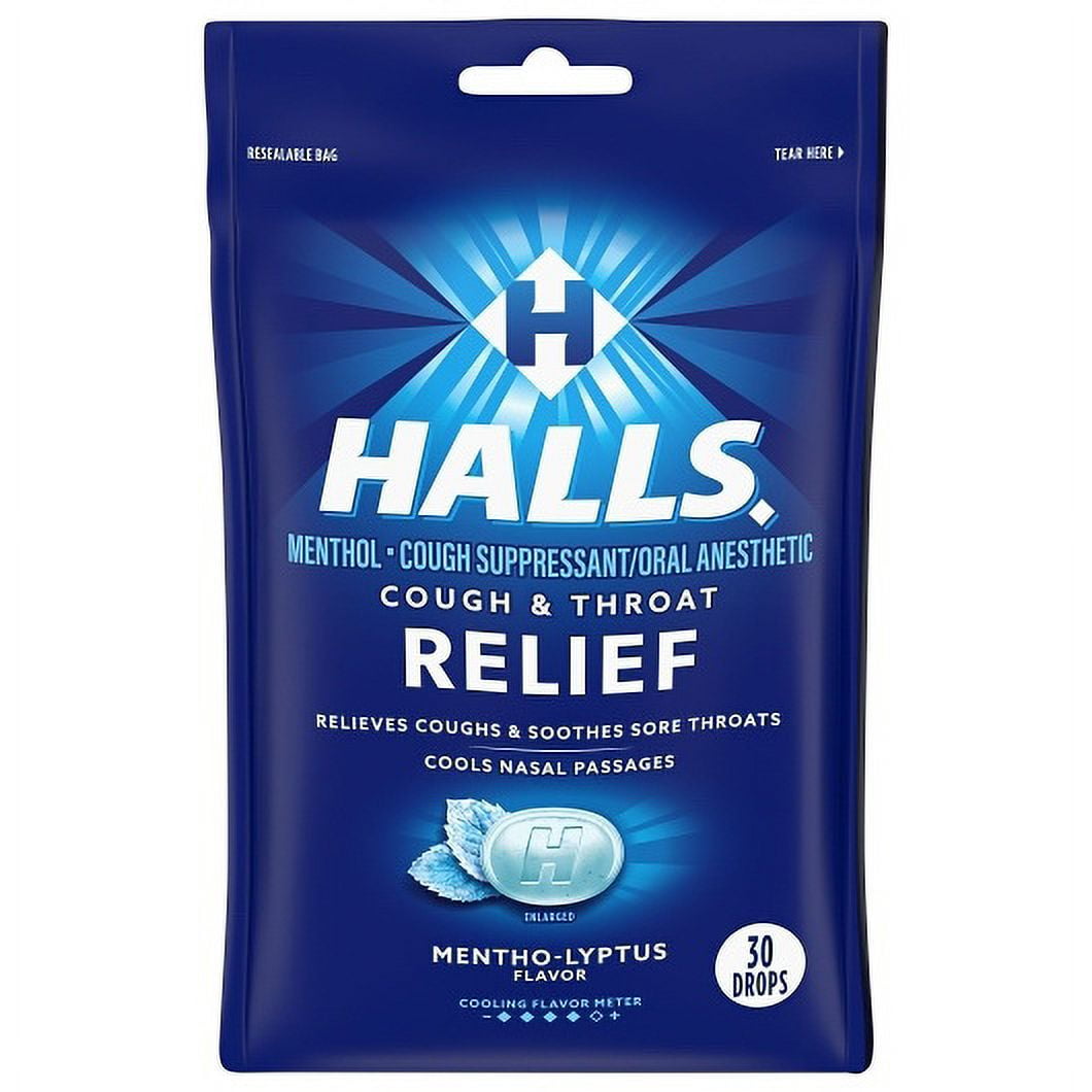 (Price/Case)Halls Menthol Eucalyptus Cough Drops, 30 Count, 12 Per Box, 4 Per Case
