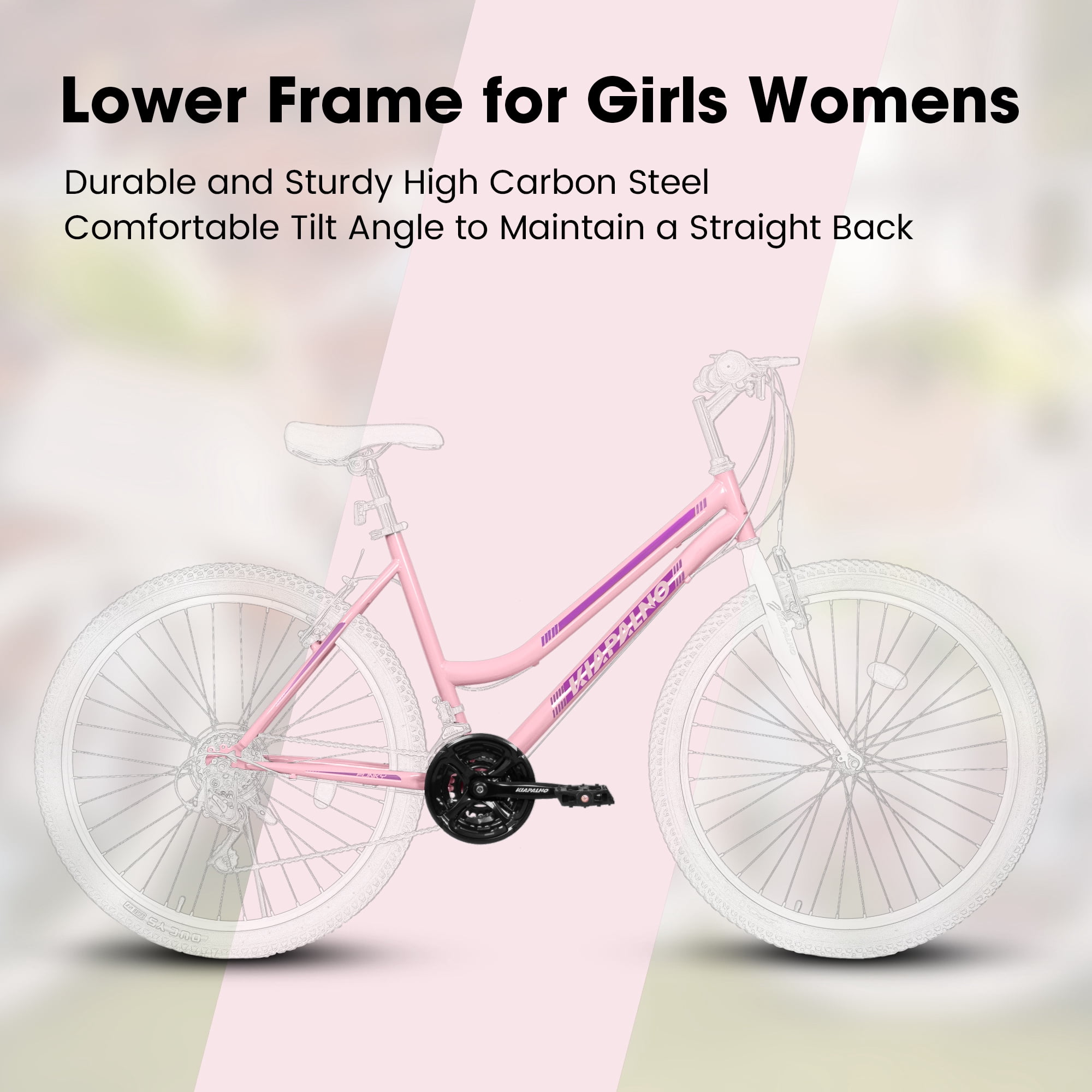 Ambifirner 24 26 Inch Mountain Bike:Commuter Bike with V Brake and Steel Frame, 21 Speed Mountain Bike for Adult Teens, Trail Beach Snow Commuter City Bikes