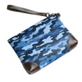 thumbnail image 3 of Leather Clutch 8 X 5. 5 In Wrist Strap And Hand Bag Easy To Carry Lightweight Waterproof And Durable Vector Camouflage Pattern Blue_1, 3 of 6