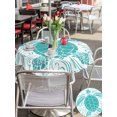 thumbnail image 6 of Outdoor Tablecloth with Umbrella Hole Zipper Coastal Turtle Round Tablecloth 54" Waterproof Outside Table Cloth Teal Green Ocean Boho Summer Beach Patio Table Cover Tablecloths for Picnic Party, 6 of 8