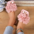 thumbnail image 5 of Fluffy Flower Dressy Slide Sandal for Women Evening Party Slide On Sandals Square Toe Comfortable Flat Sandals, 5 of 7