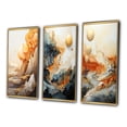 thumbnail image 3 of Designart "Abstract Mountain Landscape Illuminated by Full Moon I" Abstract Landscape Framed Wall Art Set Of 3 - Gold Abstract Landscapes Frame Canvas Set For Living Room Decor, 3 of 6