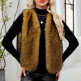 thumbnail image 6 of Womens Ladies Warm Faux Furry Coat Jacket Winter Solid V-neck Sleeveless Outerwear, 6 of 8
