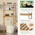 thumbnail image 4 of Kinbor Over the Toilet Storage Bamboo 3-Tier Bathroom Space Saver Organizer with Shelves and 6 Hooks for Restroom Laundry, Natural, 4 of 9