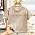 thumbnail image 4 of Zpanxa Kids Shirts Smocked Crew Neck Short Sleeve Solid Color Lightweight Breathable Summer Casual Tee, 4 of 7