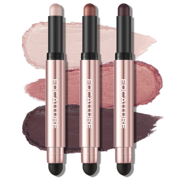FOCALLURE 3 Pcs No Crease Shimmer & Matte Eyeshadow Sticks with