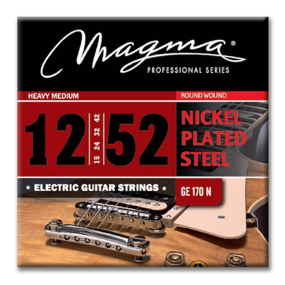 Magma Electric Guitar Strings Medium Gauge Nickel-Plated Steel Set, .012 - .052 (GE170N)