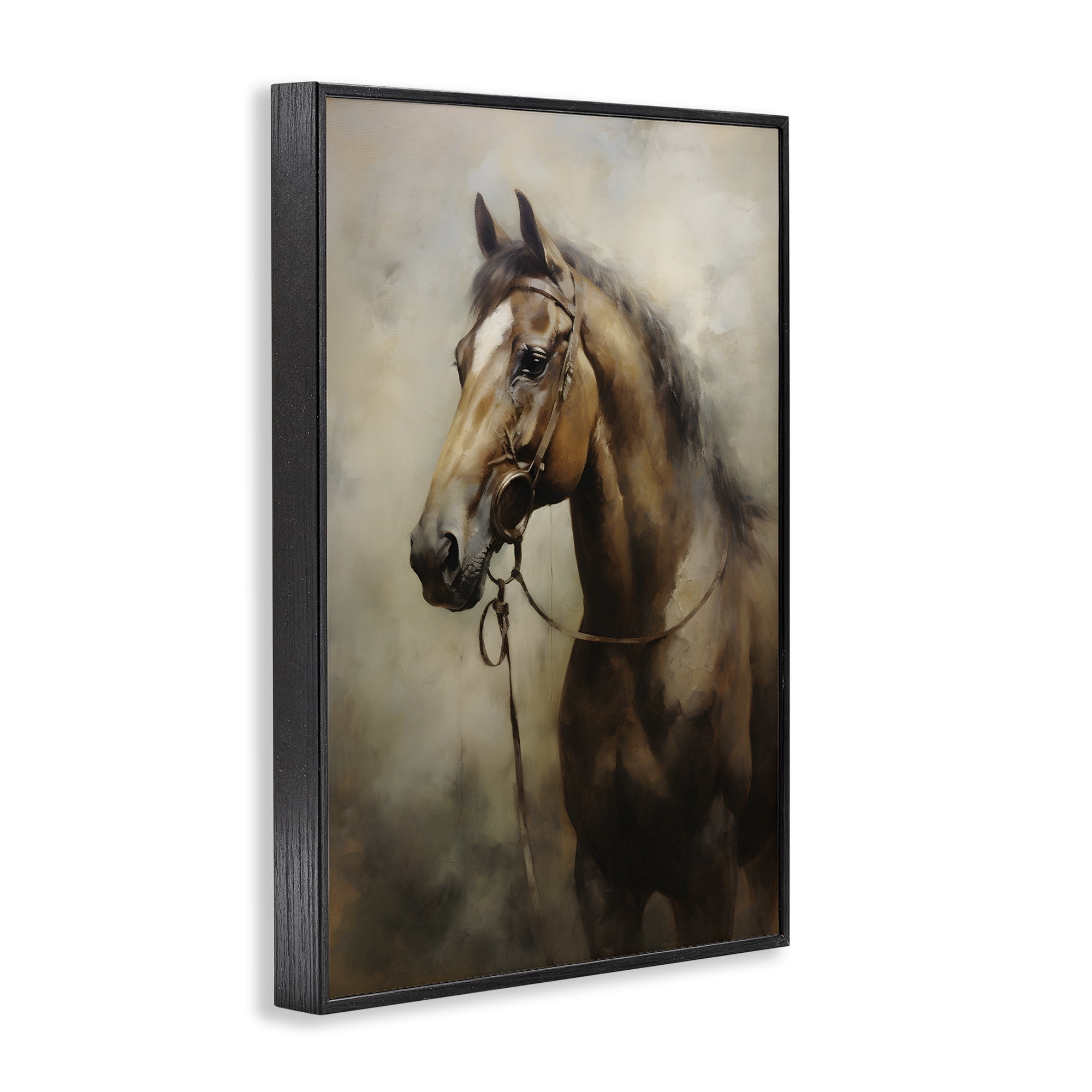 Stupell Industries Brown Horse Portrait Animals & Insects Painting Black Framed Art Print Wall Art, 12 x 18