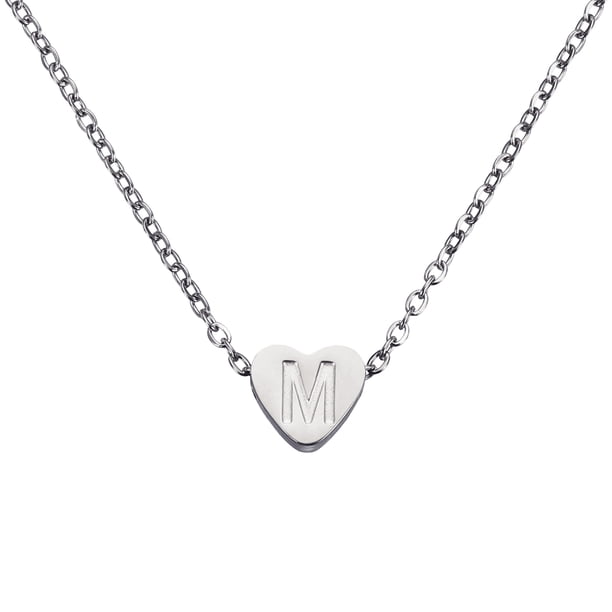 Collar Inicial Corazón Uxcell para Mujeres, Cadena de Acero Inoxidable Baño de Oro de 18K, Collar Personalizado con Letra M para Regalos de Joyería para Mujeres, Tono Plateado