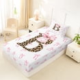 thumbnail image 4 of Erosebridal Initial Alphabet B Twin Sheet Sets,Princess Bowknot Wild Cheetah Pattern Bedding For Bowtie Girls 3-Piece, 4 of 6