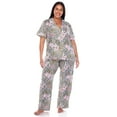 thumbnail image 1 of White Mark Women's Tropical Short Sleeve Button-Down Pajama Set, 1 of 5