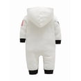thumbnail image 3 of StylesILove Baby Toddler Boy Long Sleeve Astronaut Cotton Onesie Hooded Romper Cosplay Party Halloween Jumpsuit Outfit (6 Months, White - Long Sleeve), 3 of 8