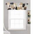 thumbnail image 3 of Black Brown Geometric Kitchen Valances for Windows Farmhouse Linen Window Valance Curtain for Living Room Window Treatment Modern Abstract Geometric Art Valance Rod Pocket Topper Drape, 54 x 18 Inch, 3 of 6