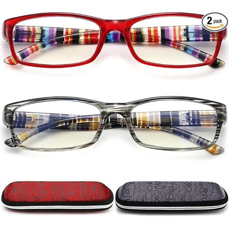 RaoOG Blue Light Blocking Reading Glasses for Women,2 Pack Blue Screen Computer Readers with Case Magnification Eyeglasses 1.75