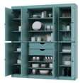 thumbnail image 6 of Palace Imports Solid Wood Pantry Cabinet - 71.5" Tall, 65" Wide Freestanding Cupboard Organizer with 2-Drawer Kit & Adjustable Shelves – Aqua, Renewable Eco-Friendly 100% Wood, Made in Brazil, 6 of 6
