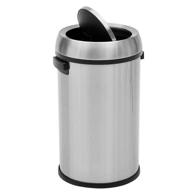 17 Gallon Commercial Trash Can, Fingerprint-Proof Stainless Steel Garbage Can for Kitchen, 65 L Round Trash Can with Lid for Restaurant, Hotel, Office