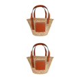 thumbnail image 1 of Minnieouse Bolso de playa de tamaño elegante y ecológico, bolso de paja para mujer, bolso clásico Simple a la moda para mujer, color natural S color natural S 2Conjunto, 1 of 6