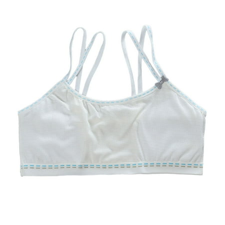 

Puberty Girl Mesh Training Bra Double Layer Strappy Cotton Wirefree Bralette