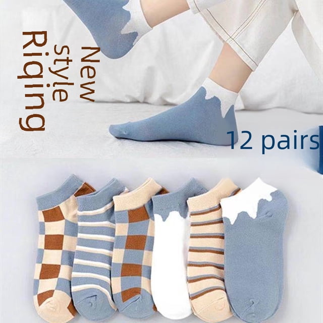 Calcetines de algodón de verano para mujer Calcetines para hombre Calcetines náuticos para mujer Calcetines cortos de doble aguja para hombre Calcetines