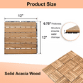 thumbnail image 5 of BTMWAY Solid Wood Patio Deck Tiles, Pack of 20, 12"x12" Square Interlocking Flooring Tiles, Outdoor Flooring for Garden Poolside Backyard Porch, Yellow Brown, 5 of 15