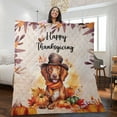 thumbnail image 2 of Happy Thanksgiving Vizsla Welcome Thankful Fall Autumn Pumpkin Quilt Blanket Vizslas Dog Lover Gifts Idea Cozy Comforter Throw Blanket - 02021, 2 of 5