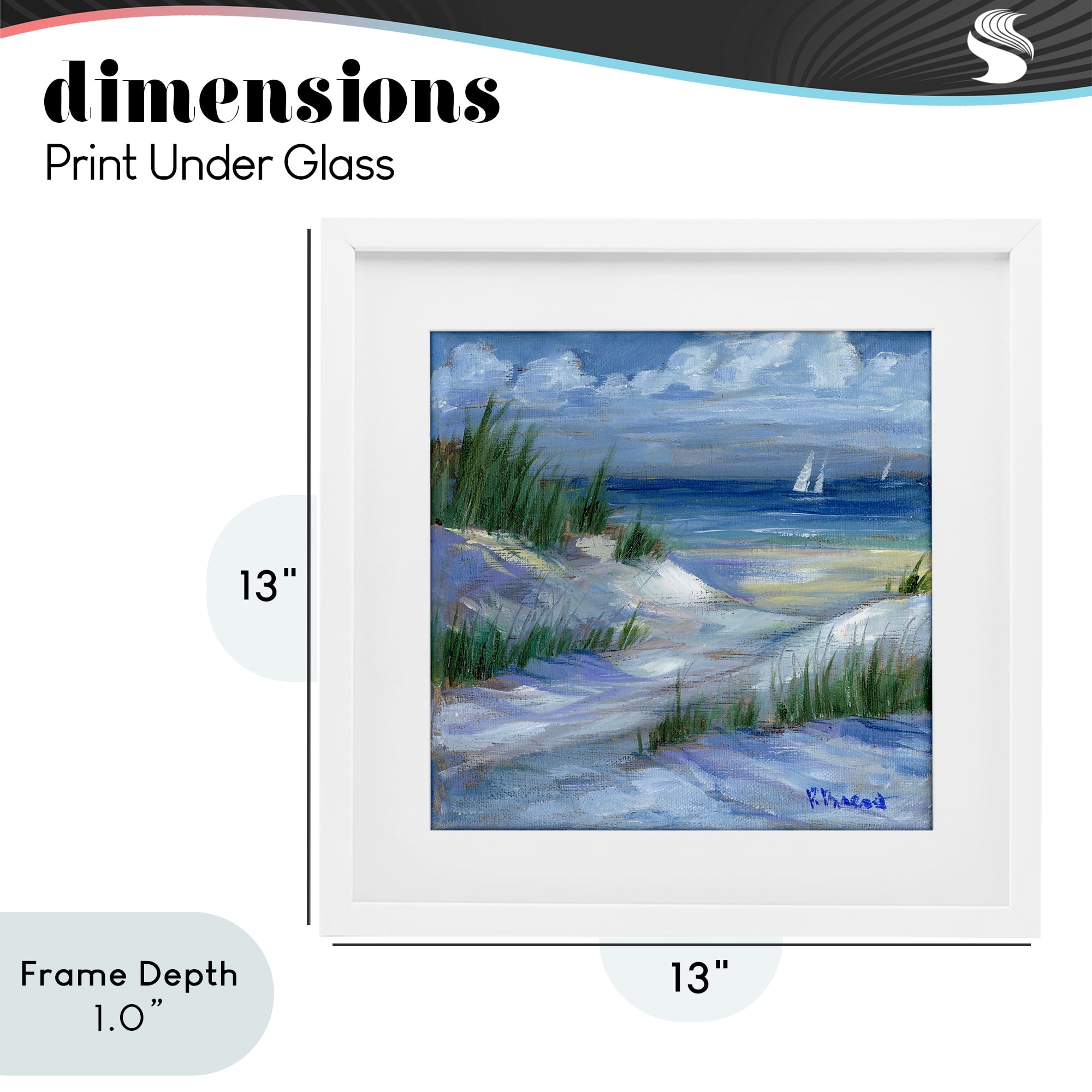 Stupell Industries Crooked Island Dunes & Sailboats White Framed Print Under Glass, design by Paul Brent