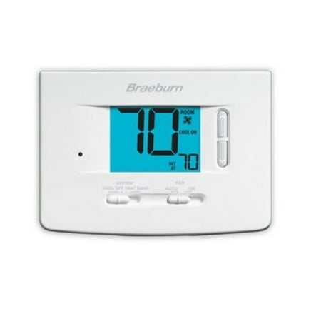 1220 Non-Programmable Thermostat, Large 3 sq. In. Display with bright blue backlight, adjustable temperature limits, hardwire or battery powered, permanent memory.., By