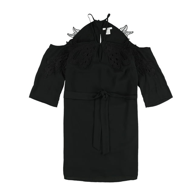 Vestido con hombros descubiertos bar III con apliques de encaje para mujer negro grande